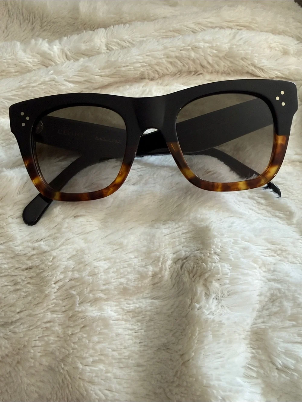 Celine Two-Tone Black and Tortoiseshell Cat-Eye Sunglasses